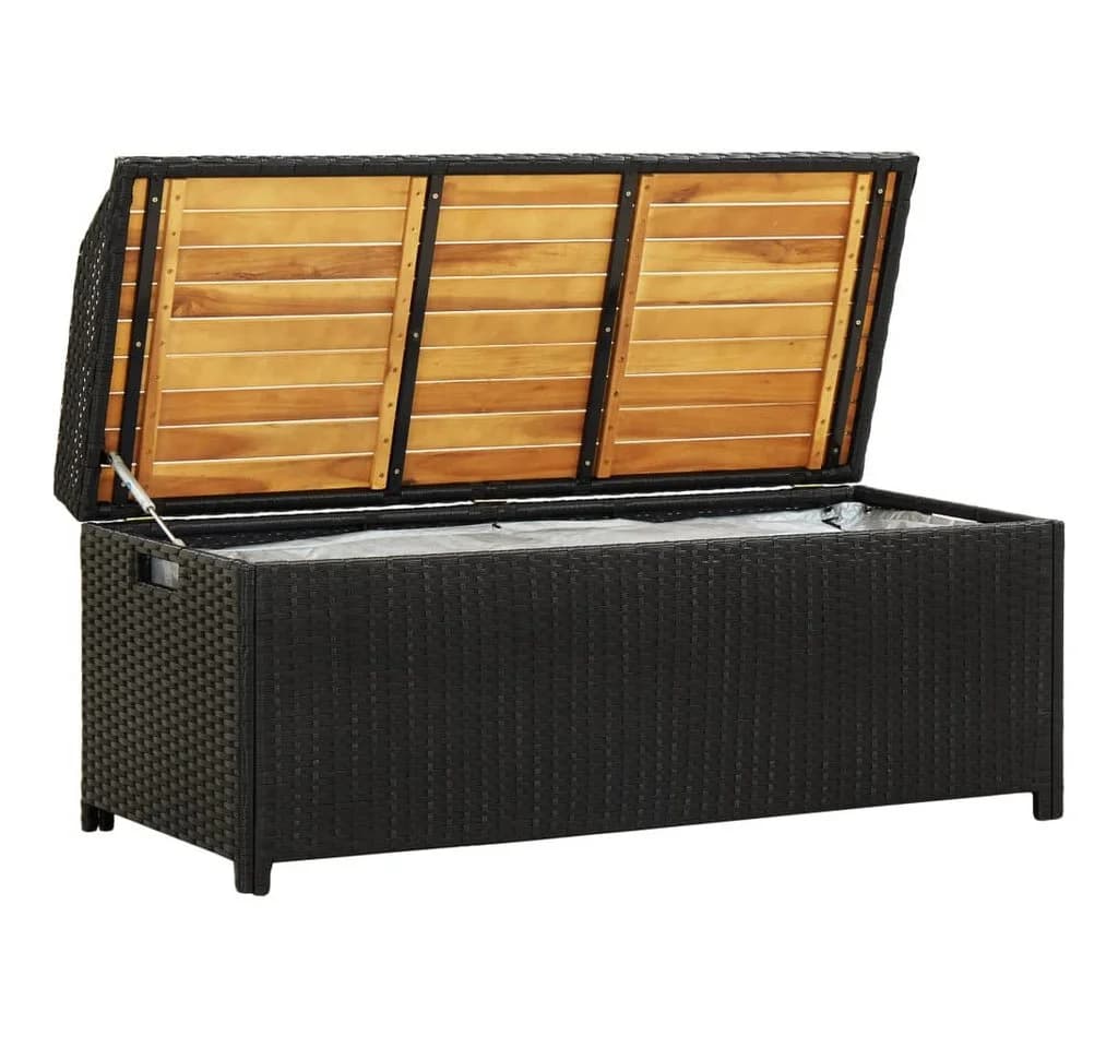 vidaXL Gartenbank mit Stauraum Schwarz Poly Rattan - Bild 2
