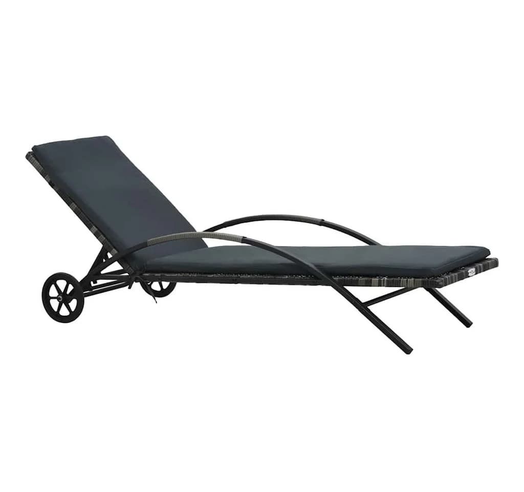 vidaXL Gartenliege mit Kissen und Rollen Poly Rattan Anthrazit - Bild 2