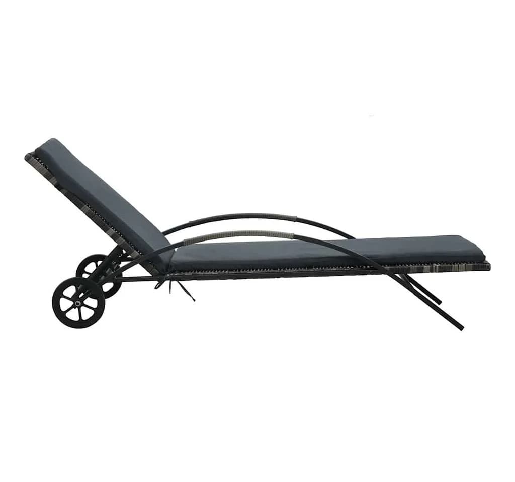 vidaXL Gartenliege-Set 2-tlg. mit Tisch Poly Rattan Anthrazit Grau