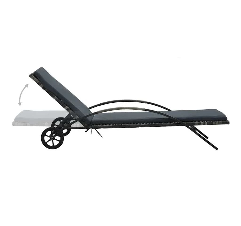 vidaXL Gartenliege-Set 2-tlg. mit Tisch Poly Rattan Anthrazit Grau - Bild 3
