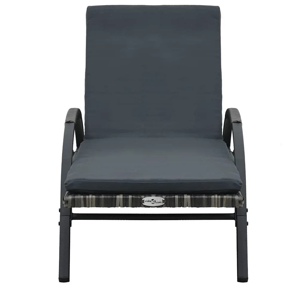 vidaXL Gartenliege-Set 2-tlg. mit Tisch Poly Rattan Anthrazit Grau - Bild 4