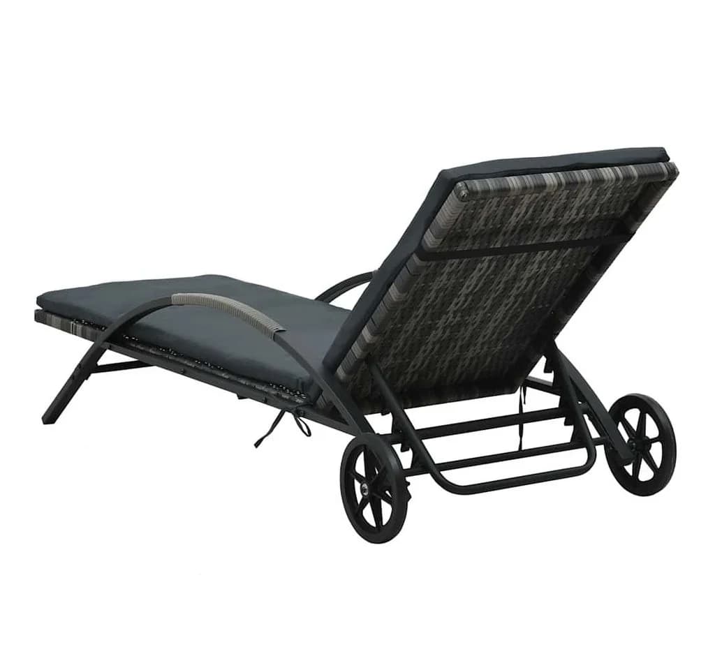 vidaXL Gartenliege-Set 2-tlg. mit Tisch Poly Rattan Anthrazit Grau - Bild 5