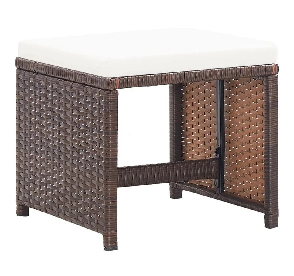 vidaXL Gartenhocker 2 Stk. Poly Rattan Braun