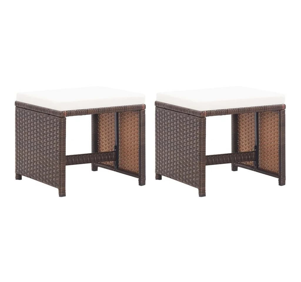 vidaXL Gartenhocker 2 Stk. Poly Rattan Braun - Bild 2
