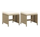 vidaXL Gartenhocker 2 Stk. mit Kissen Poly Rattan Beige Bild 2