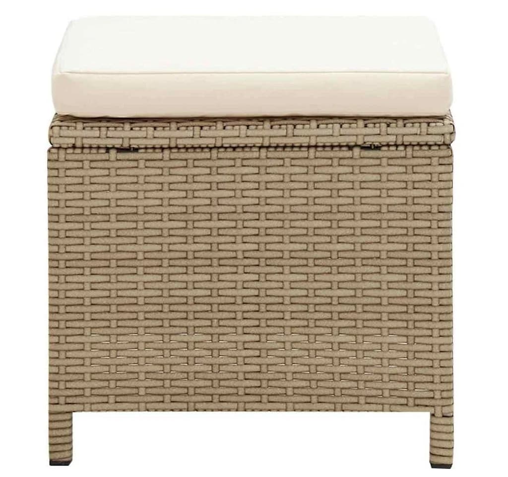 vidaXL Gartenhocker 2 Stk. mit Kissen Poly Rattan Beige - Bild 4