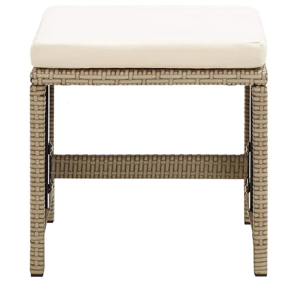vidaXL Gartenhocker 2 Stk. mit Kissen Poly Rattan Beige - Bild 5