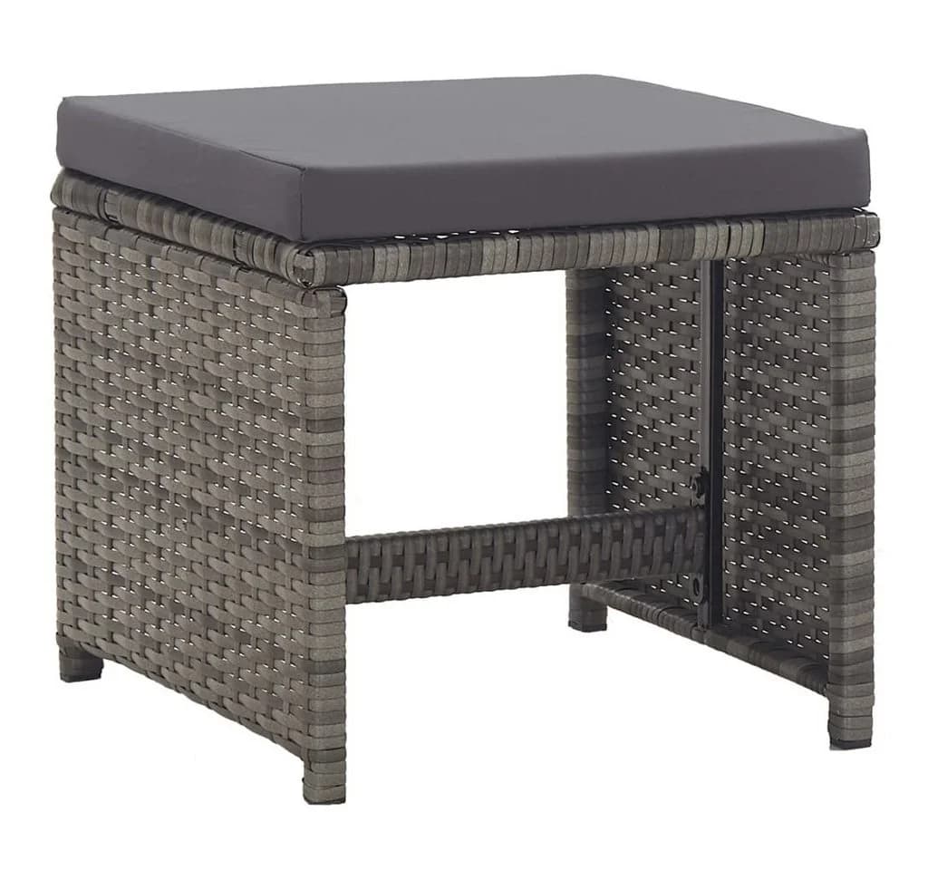 vidaXL Gartenhocker 2er Set mit Kissen Poly Rattan Anthrazit