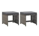 vidaXL Gartenhocker 2er Set mit Kissen Poly Rattan Anthrazit Bild 2