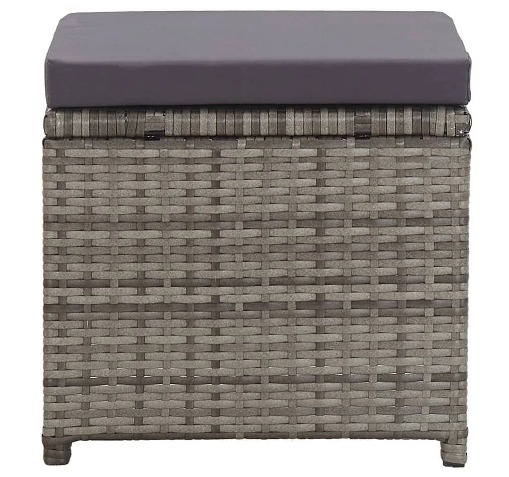 vidaXL Gartenhocker 2er Set mit Kissen Poly Rattan Anthrazit - Bild 5