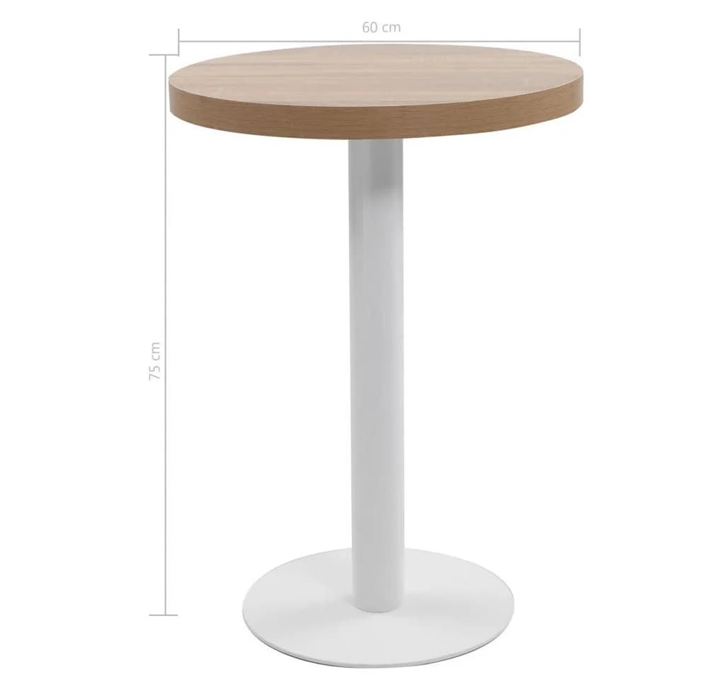 vidaXL Bistrotisch Hellbraun/Weiß 60 cm MDF - Bild 5