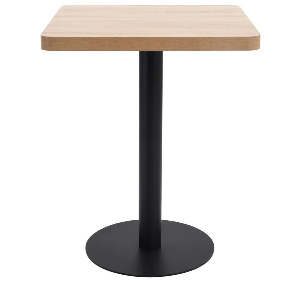 vidaXL Bistrotisch Hellbraun Schwarz 60x60 cm MDF Stahl