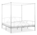 vidaXL Himmelbett Weiß Metall mit Lattenrost Bild 1