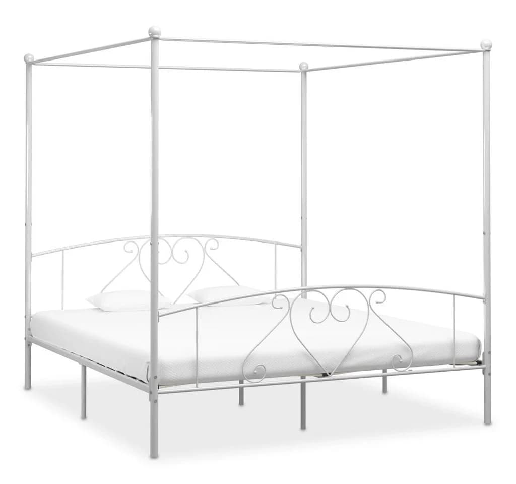 vidaXL Himmelbett Weiß Metall mit Lattenrost