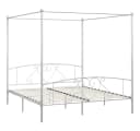 vidaXL Himmelbett Weiß Metall mit Lattenrost Bild 2