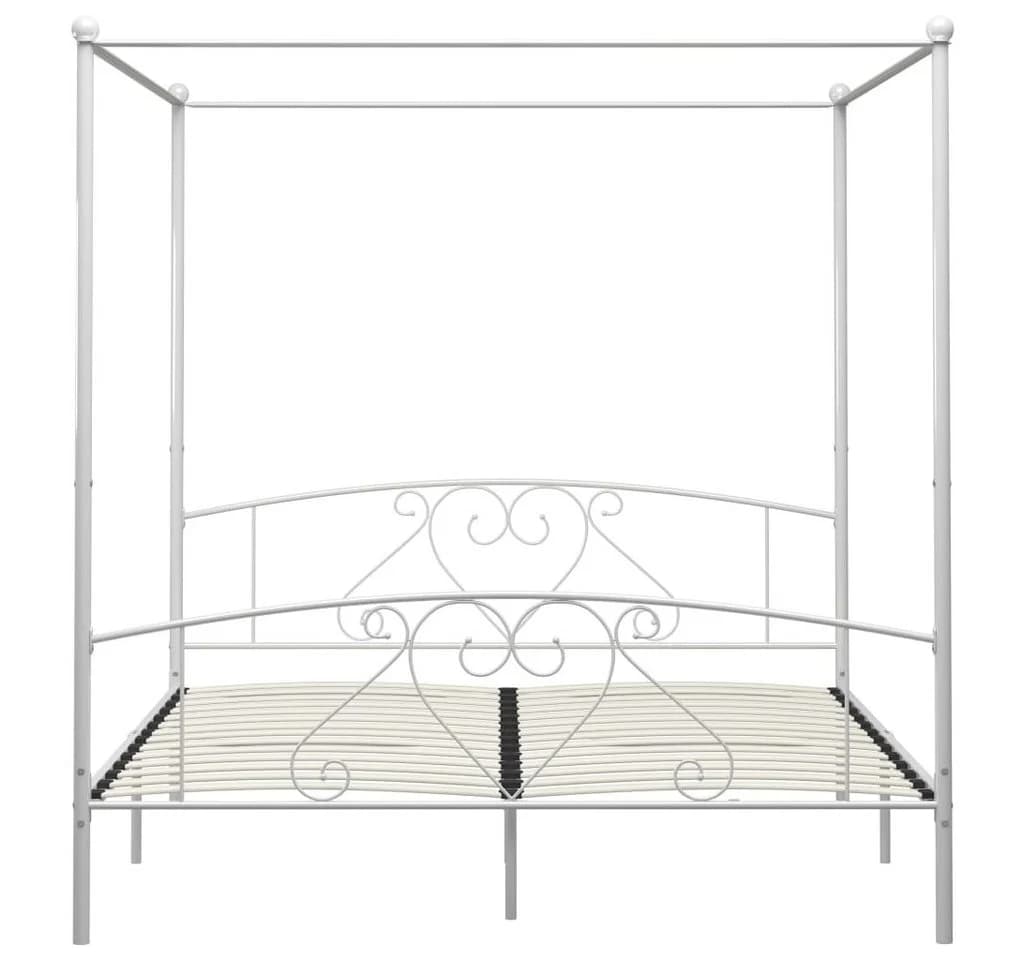 vidaXL Himmelbett Weiß Metall mit Lattenrost - Bild 3