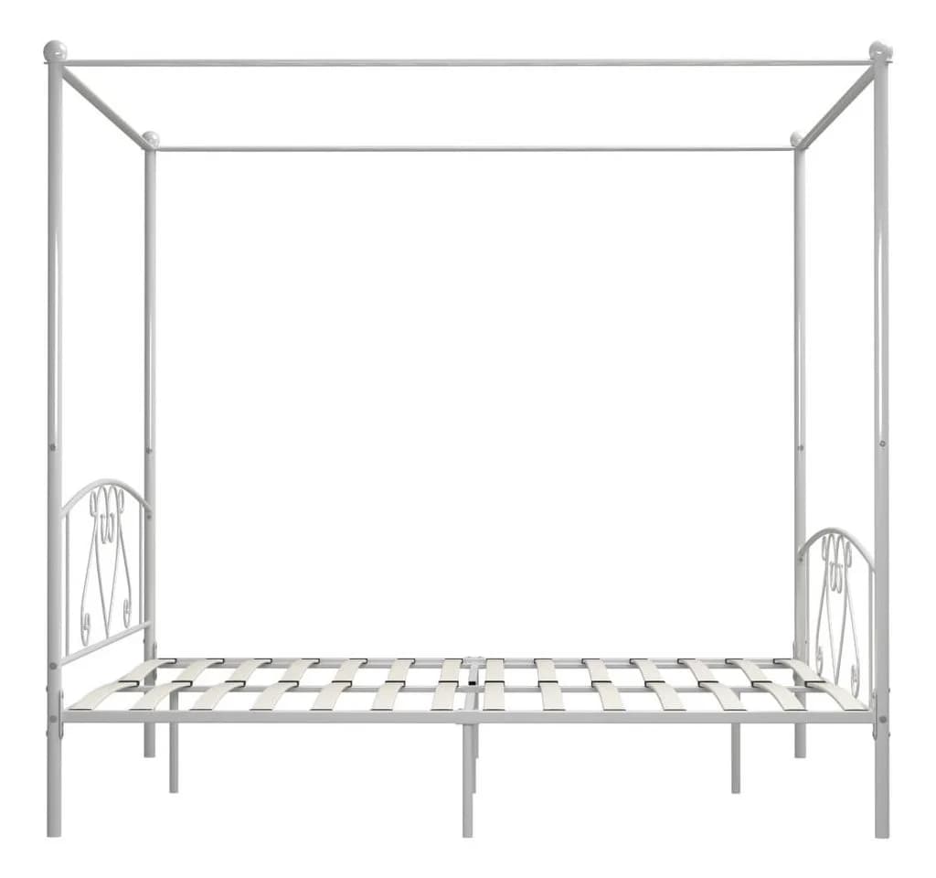 vidaXL Himmelbett Weiß Metall mit Lattenrost - Bild 4
