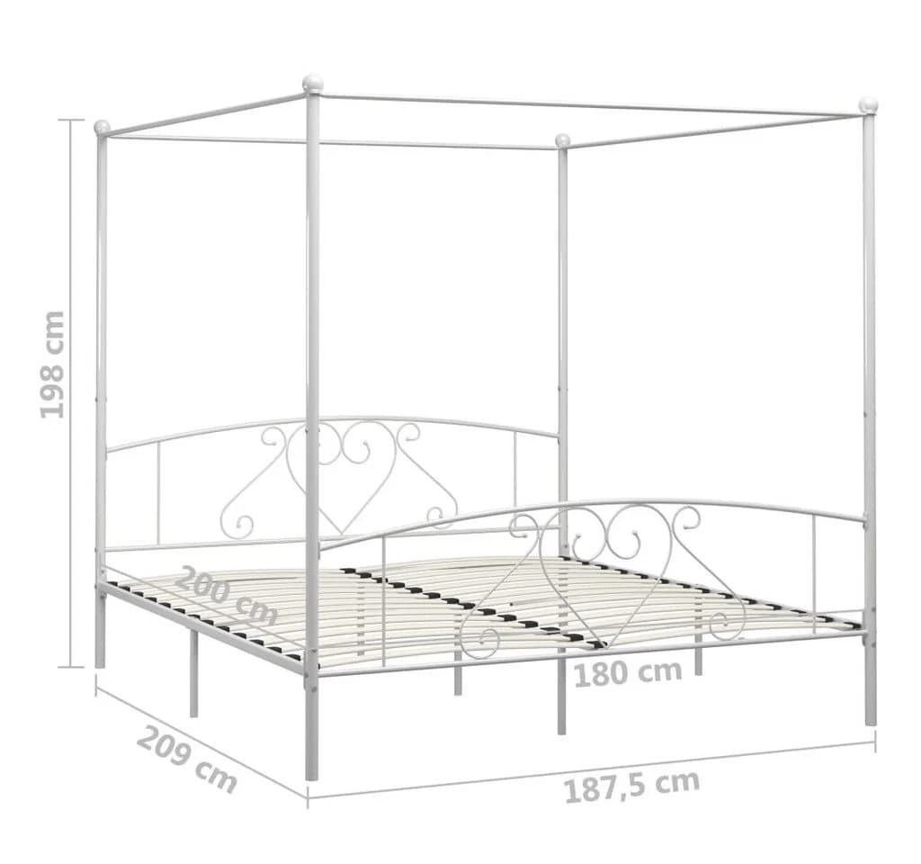 vidaXL Himmelbett Weiß Metall mit Lattenrost - Bild 5