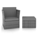 vidaXL Gartensessel mit Hocker Poly Rattan Anthrazit Bild 2