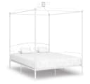 vidaXL Himmelbett Weiß Metall mit Lattenrost Bild 1