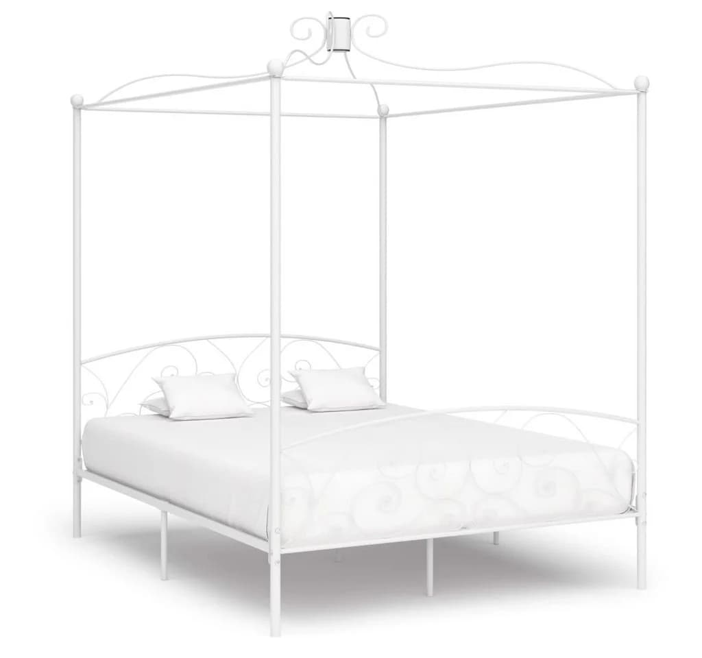 vidaXL Himmelbett Weiß Metall mit Lattenrost