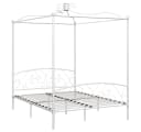 vidaXL Himmelbett Weiß Metall mit Lattenrost Bild 2