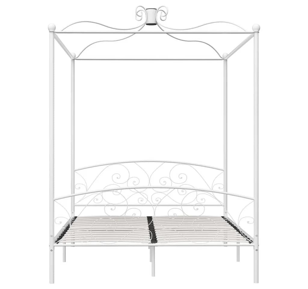 vidaXL Himmelbett Weiß Metall mit Lattenrost - Bild 3