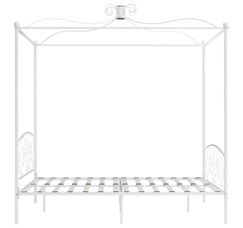 vidaXL Himmelbett Weiß Metall mit Lattenrost - Bild 4