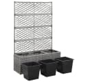 vidaXL Hochbeet mit Rankgitter 3 Töpfe Poly Rattan Bild 4