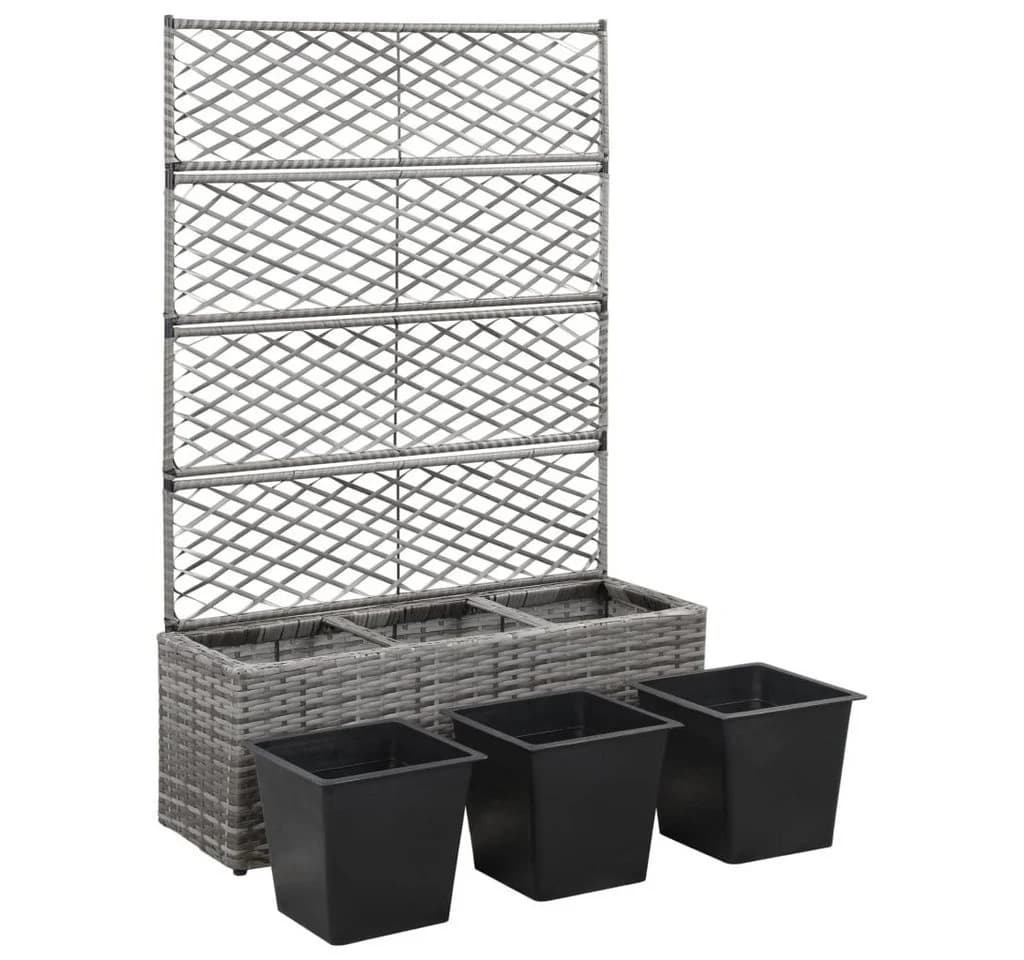 vidaXL Hochbeet mit Rankgitter 3 Töpfe Poly Rattan - Bild 4