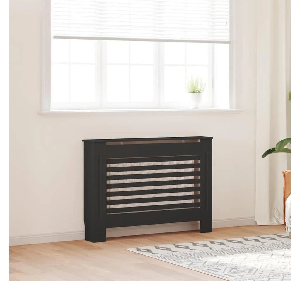 vidaXL Heizkörperverkleidung Schwarz Latten-Design