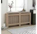 vidaXL Heizkörperverkleidung Braun MDF Modernes Latten-Design Bild 1