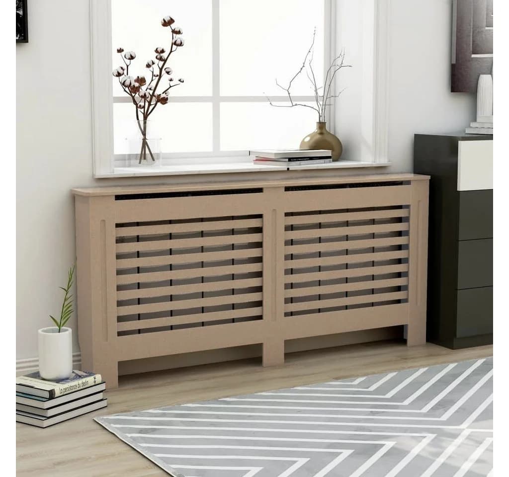 vidaXL Heizkörperverkleidung Braun MDF Modernes Latten-Design