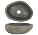 vidaXL Aufsatzwaschbecken Oval Anthrazit Kunststein Bild 1