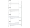 vidaXL Bücherregal Weiß 4 Böden Holzwerkstoff Stahl Bild 2