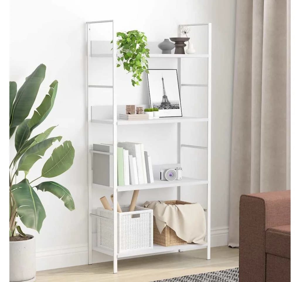 vidaXL Bücherregal Weiß 4 Böden Holzwerkstoff Stahl - Bild 3