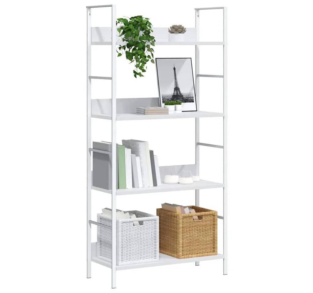 vidaXL Bücherregal Weiß 4 Böden Holzwerkstoff Stahl - Bild 4