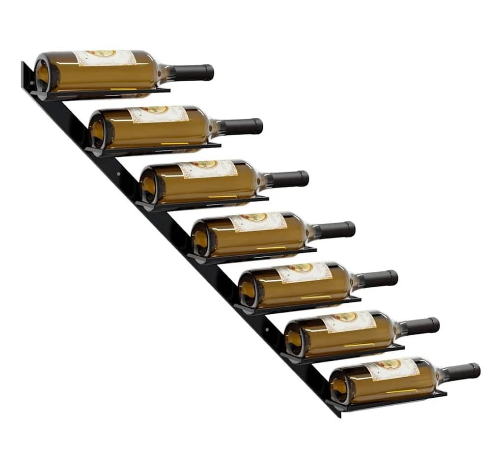 vidaXL Wand-Weinregal für 7 Flaschen Schwarz Metall - Bild 4