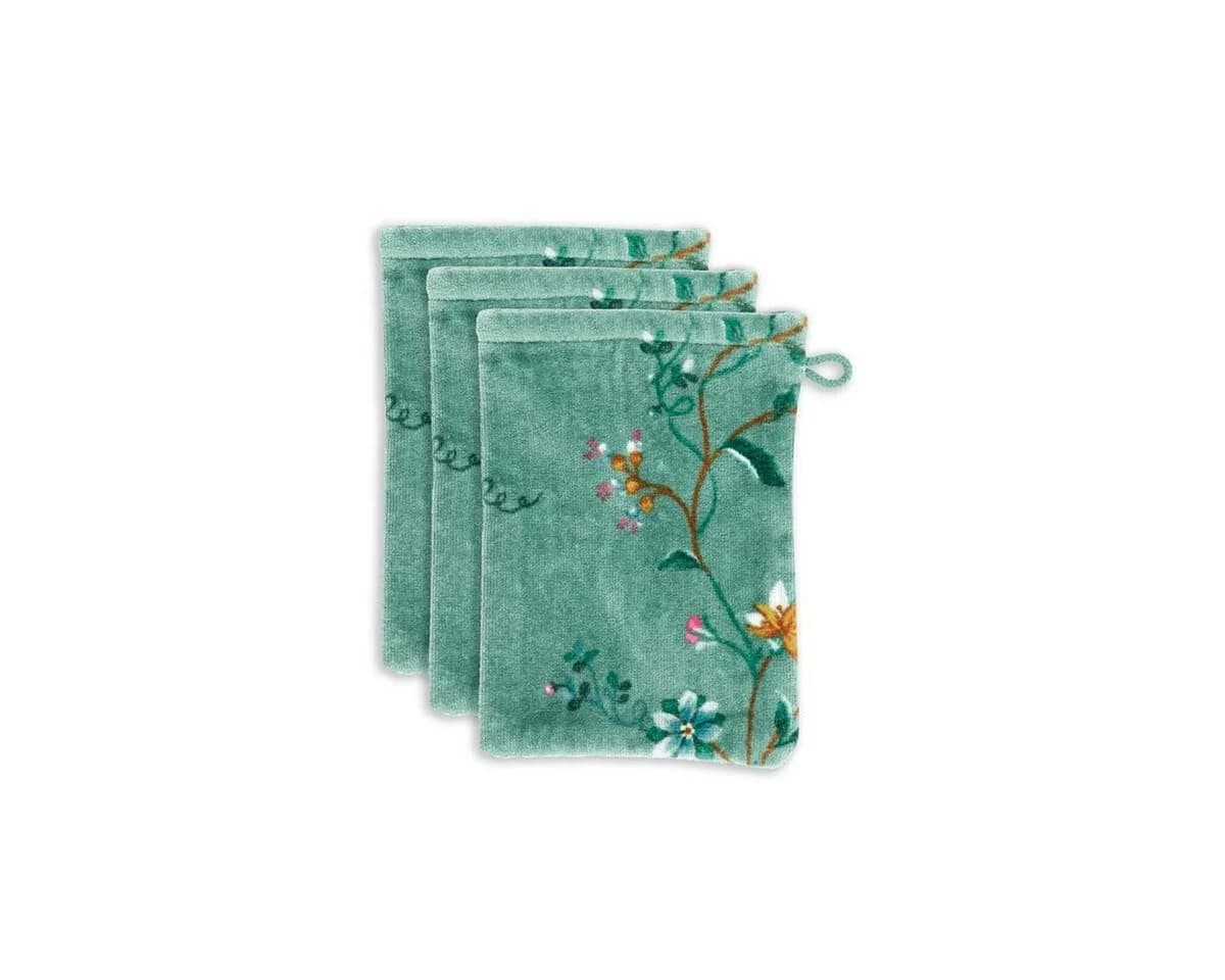 PiP Studio Handtuch Les Fleurs Green 16X22 Set A 3 Grün 100% Baumwolle