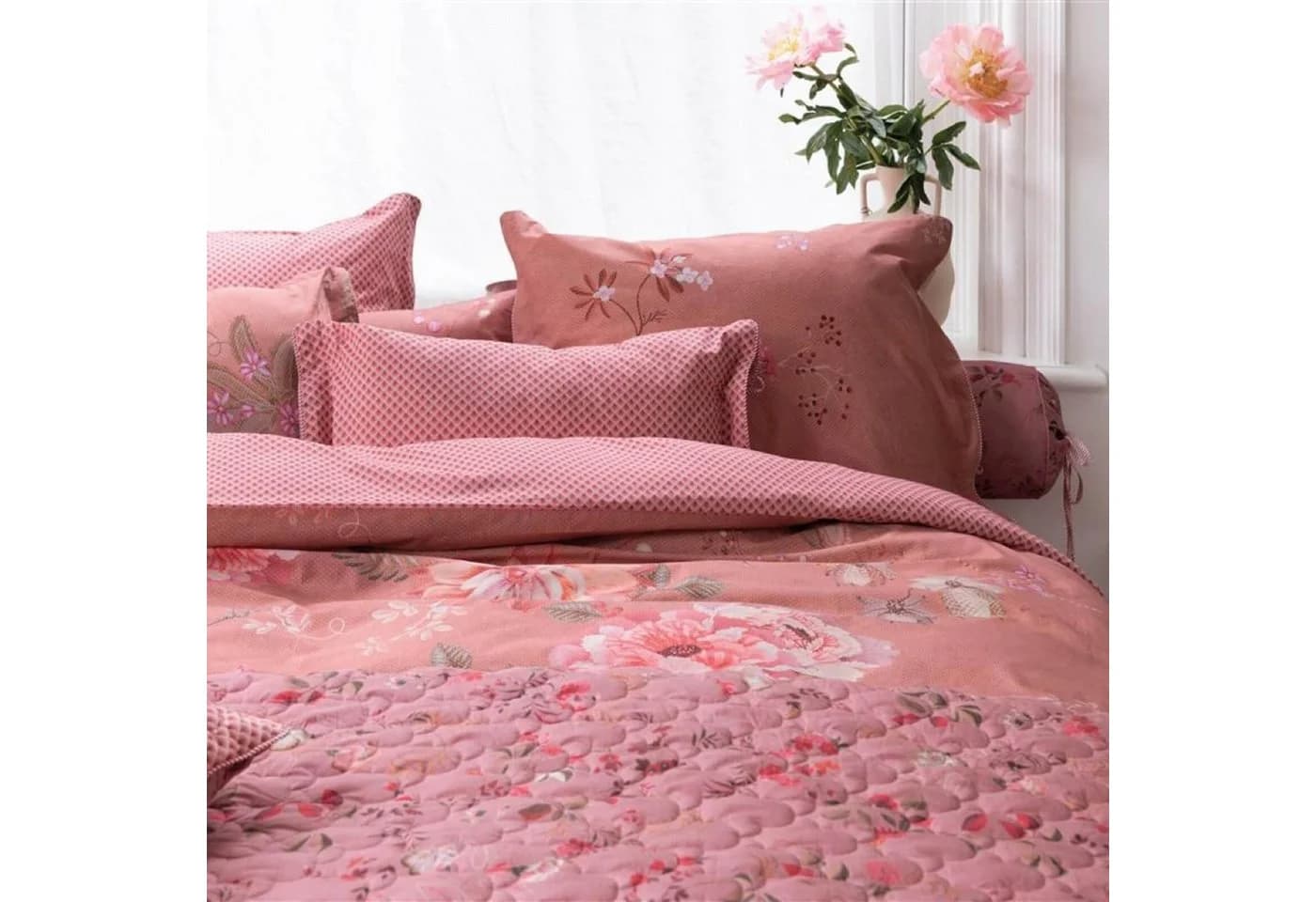 PiP Studio Bettwäsche Tokyo Bouquet Pink 2-teilig Lilien Dahlien Punkte - Bild 4