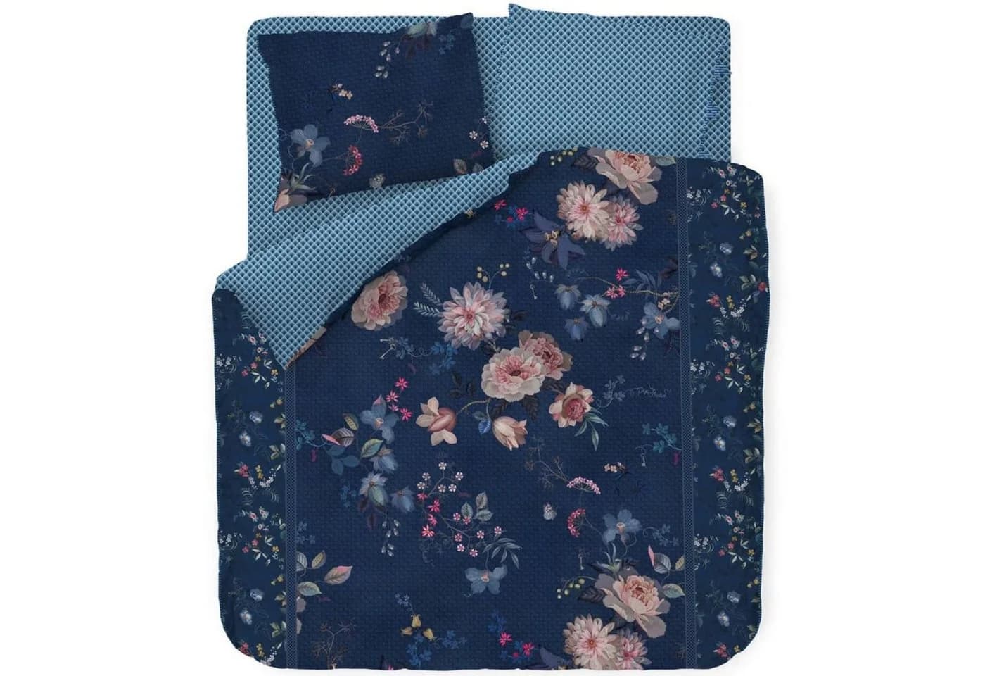 PiP Studio Zusatzkissenbezug Tokyo Bouquet Dunkelblau Perkal Floral