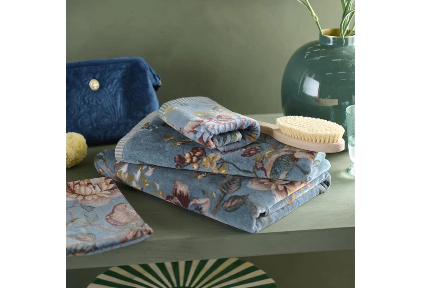 PiP Studio Gästehandtuch Secret Garden Velours Blau