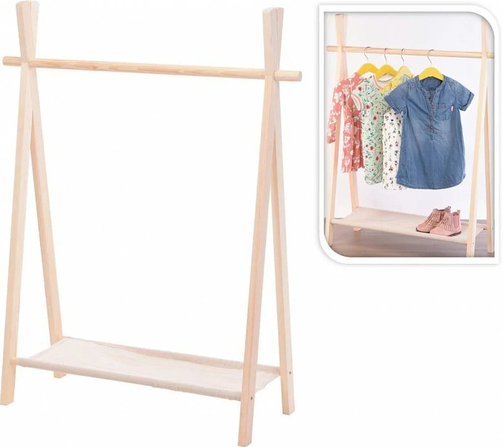 Koopman Kleiderständer Kinder Garderobe Braun Holz Stoff