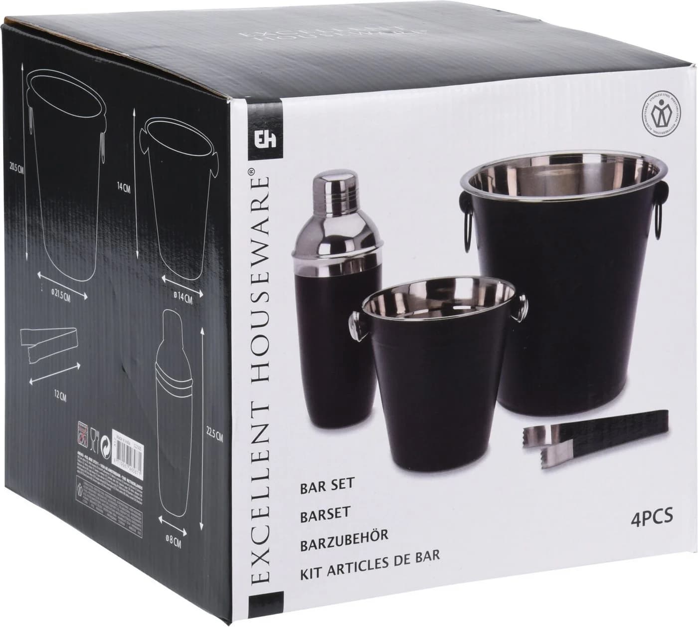 Koopman Cocktail-Set 4-tlg. Schwarz Metall mit Flaschenkühler, Shaker & Eiseimer - Bild 4