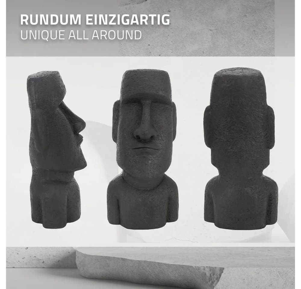 ECD Germany Moai Dekofigur Anthrazit Polyresin Gartenfigur - Bild 4