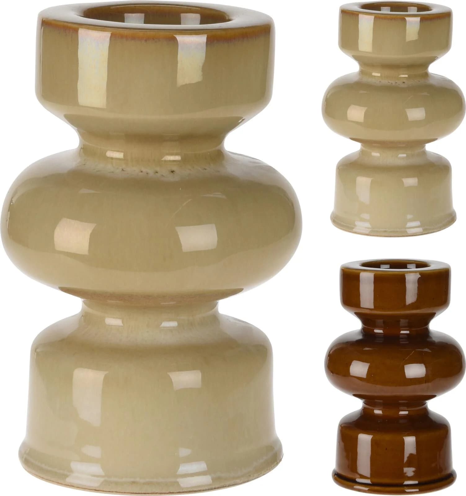 Kerzenhalter Porzellan Beige/Braun