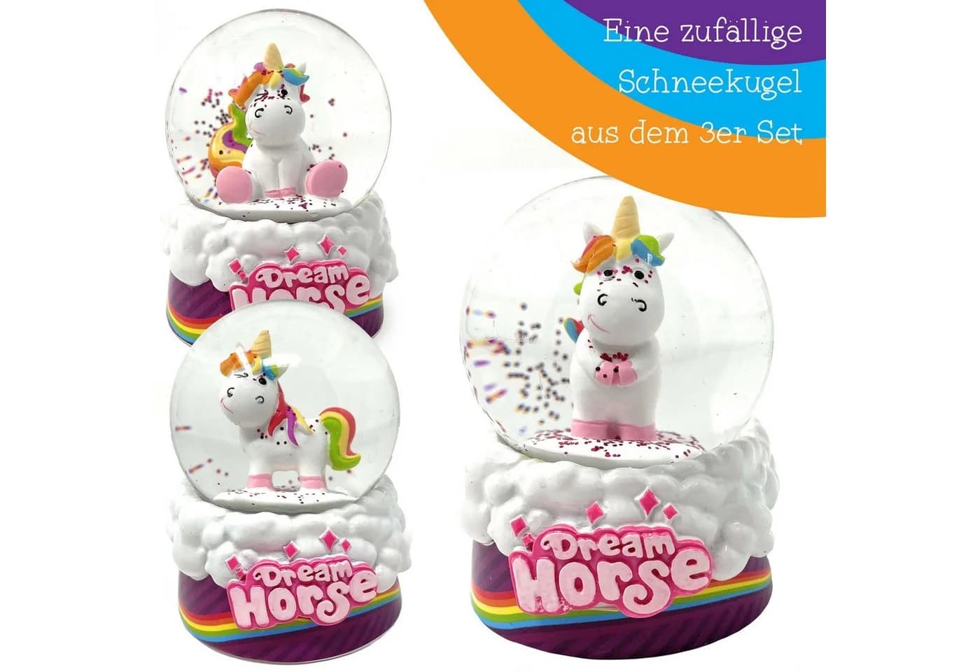 TOBJA Schneekugel Einhorn mit Glitzer