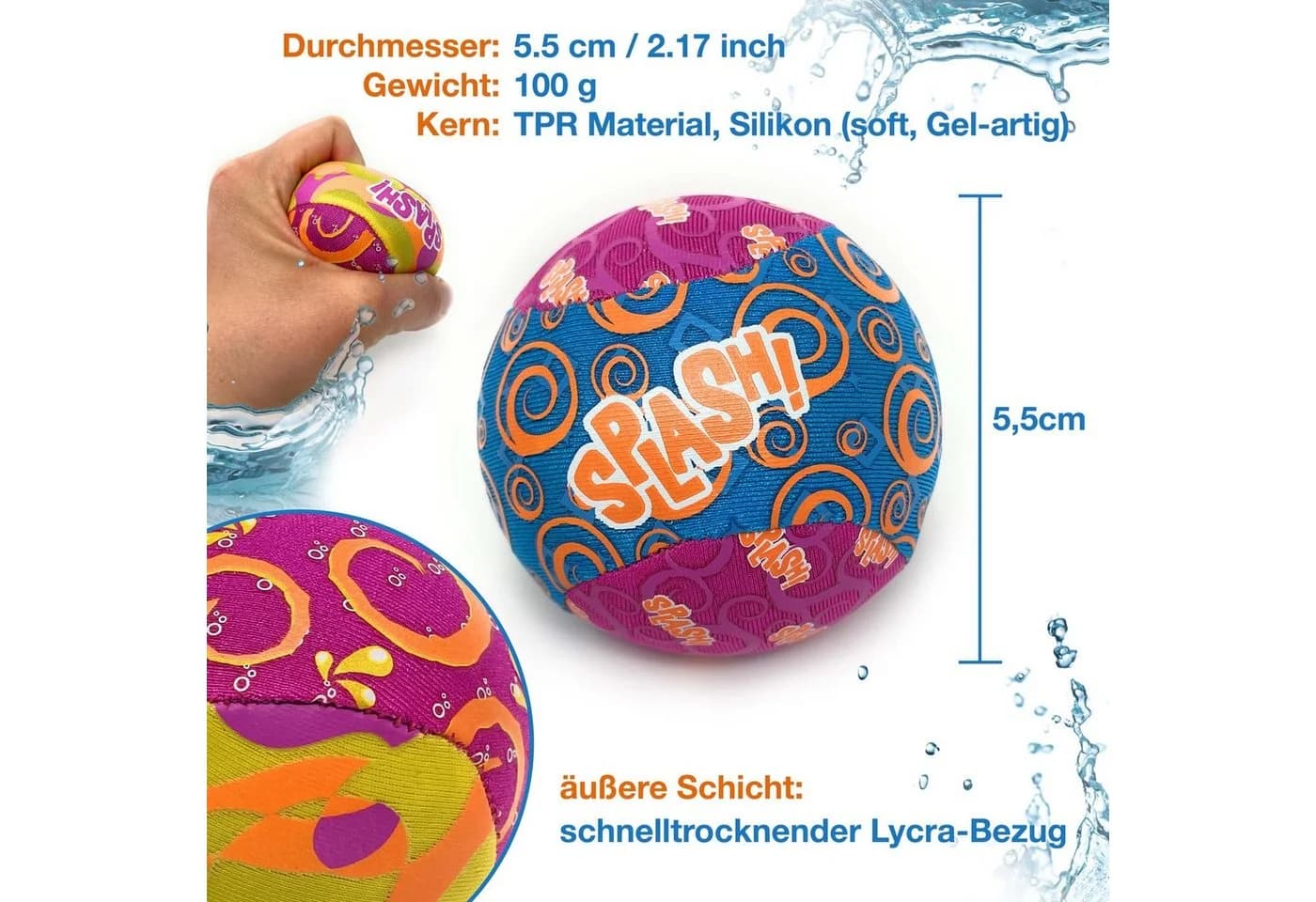 TOBJA 2er Set Wasser Flummi Bouncing Ball Ø 5,5 cm