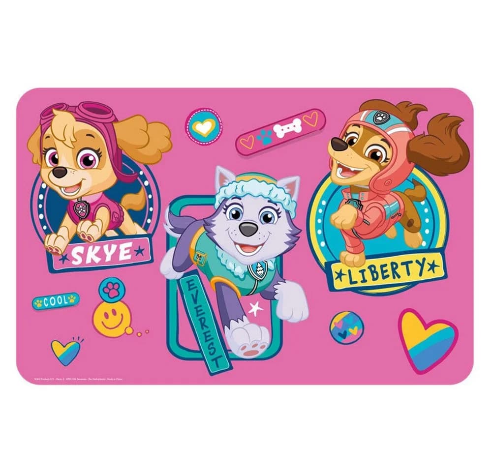 Paw Patrol Tischset Rosa mit Skye & Everest