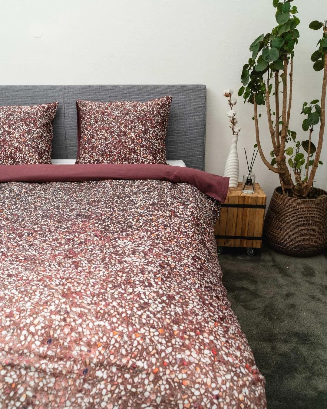 KAYORI Shima Bettwäsche Set Rot Mako-Satin 135x200cm